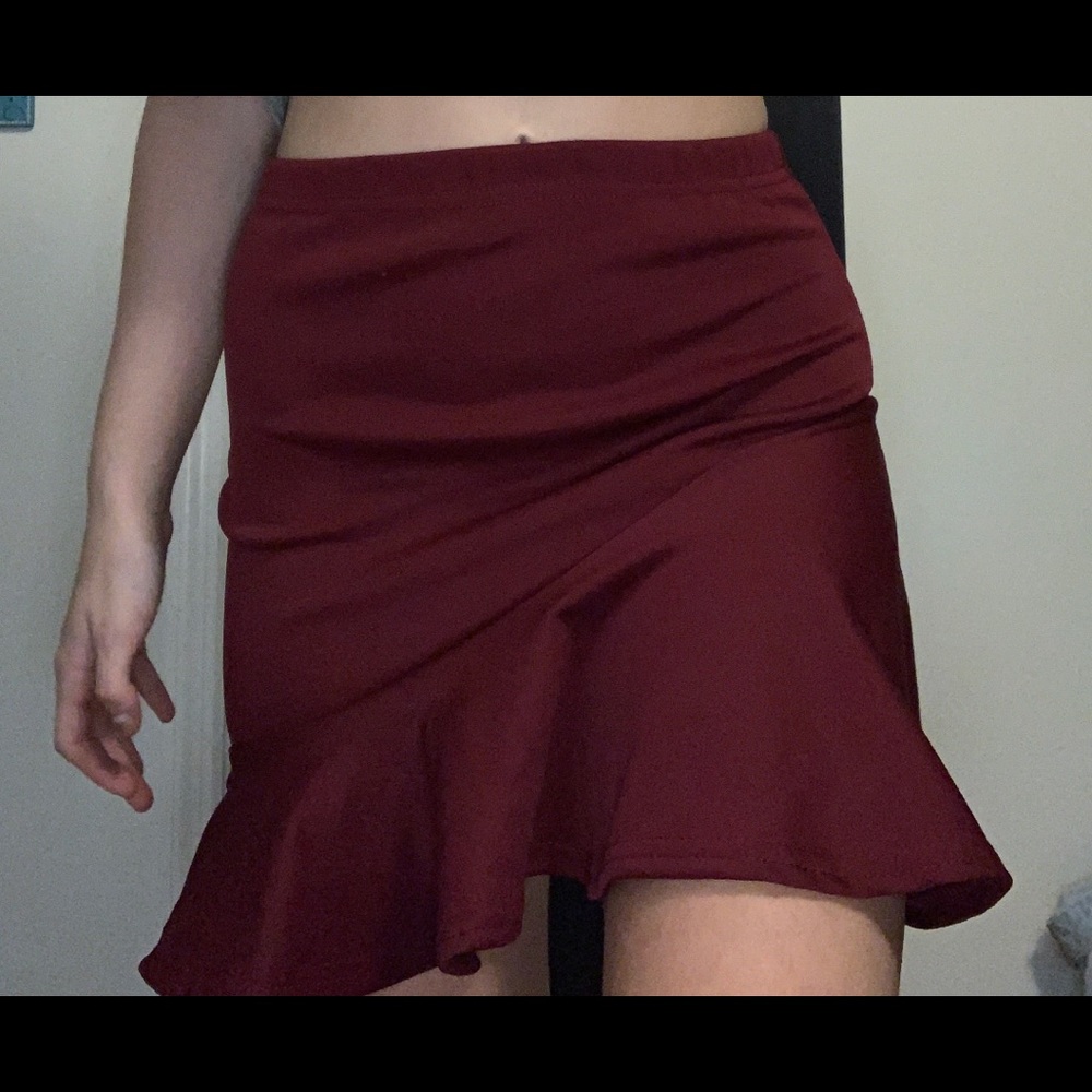 Burgundy mini skirt